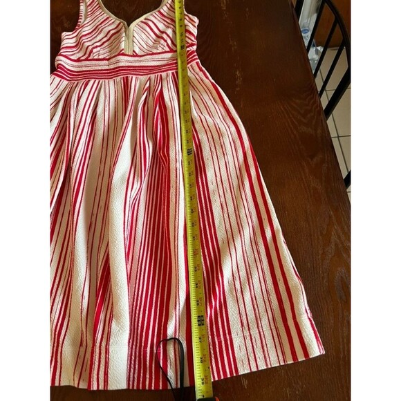 Anthropologie Postmark Poppy Stripe Dress Size 8 Fit and Flare Red with Pockets - Picture 8 of 11